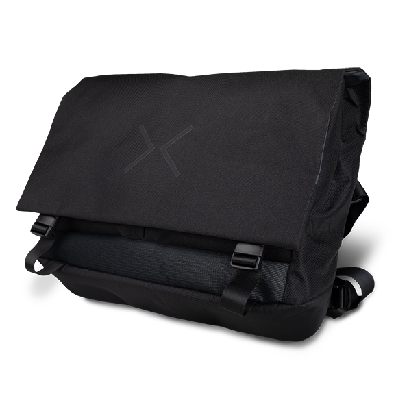 Angled side and front view of the HX Messenger Bag