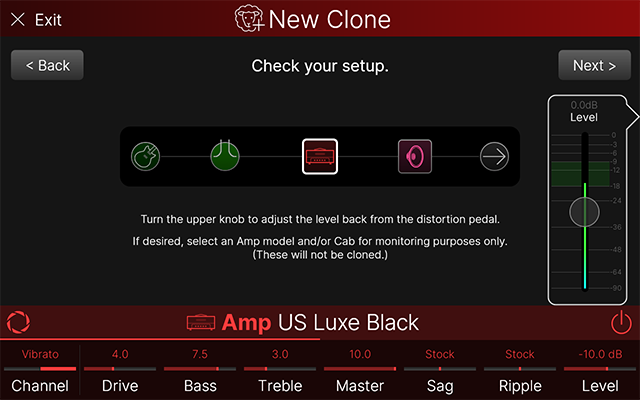 Warning message about using a load box when cloning an amp's speaker output to prevent damage. Instructions for connections included.