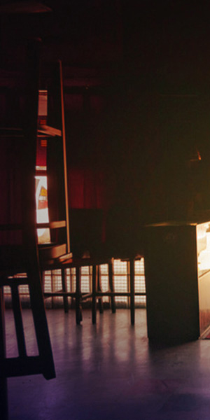 Part 1 cut up image with room with barstools