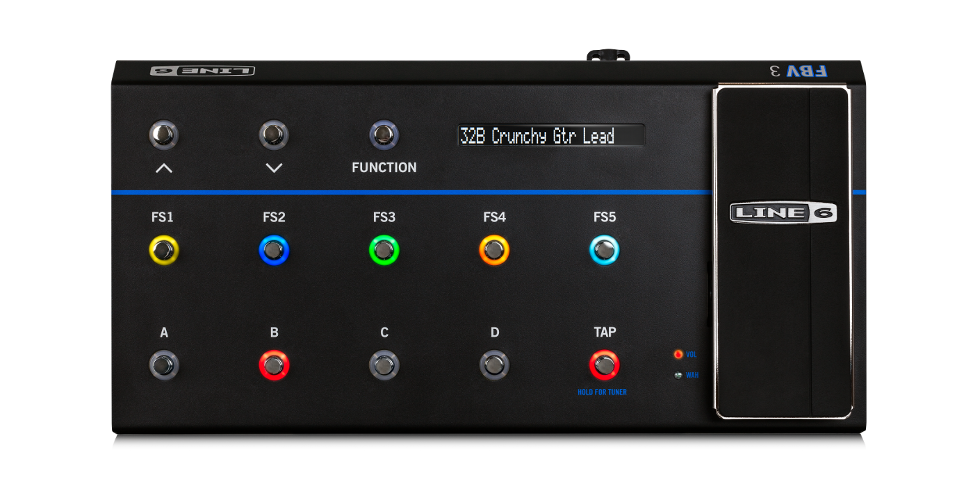 Line 6 FBV 3 foot controller with color LED rings, LED screen, and volume controller image