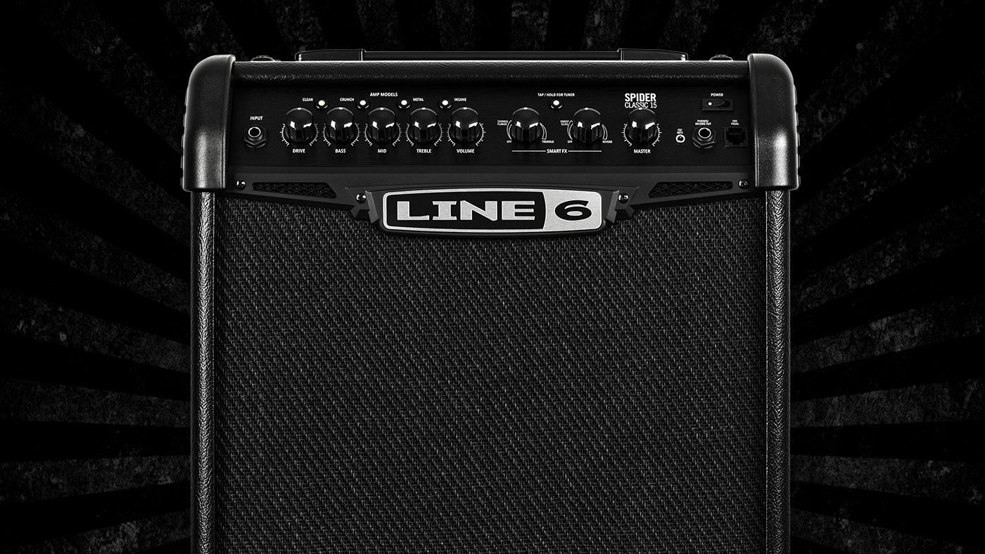 Line 6 Spider Classic 15 watt guitar amp with amp and effects modeling for practicing and jamming